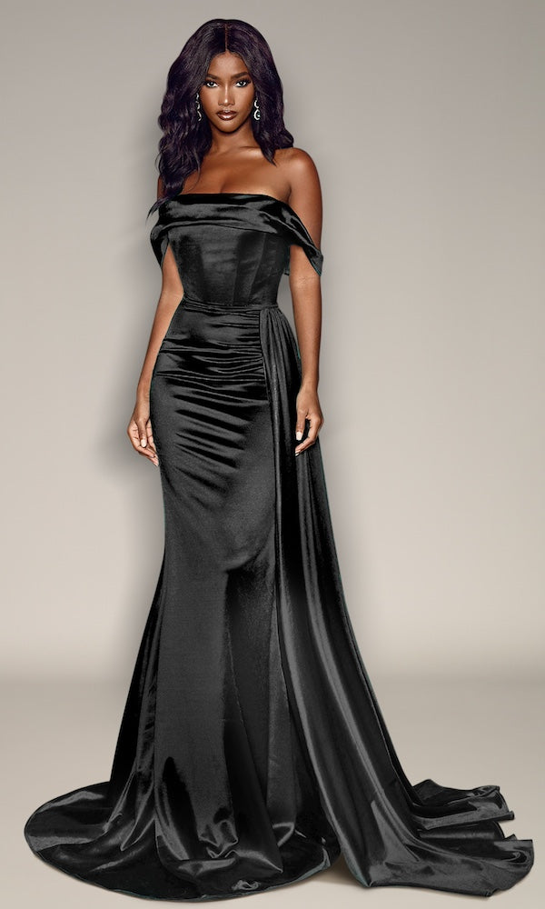 Anastasia Corset Gown w/ Sash- Black Anastasia Corset Gown w/ Sash- Black