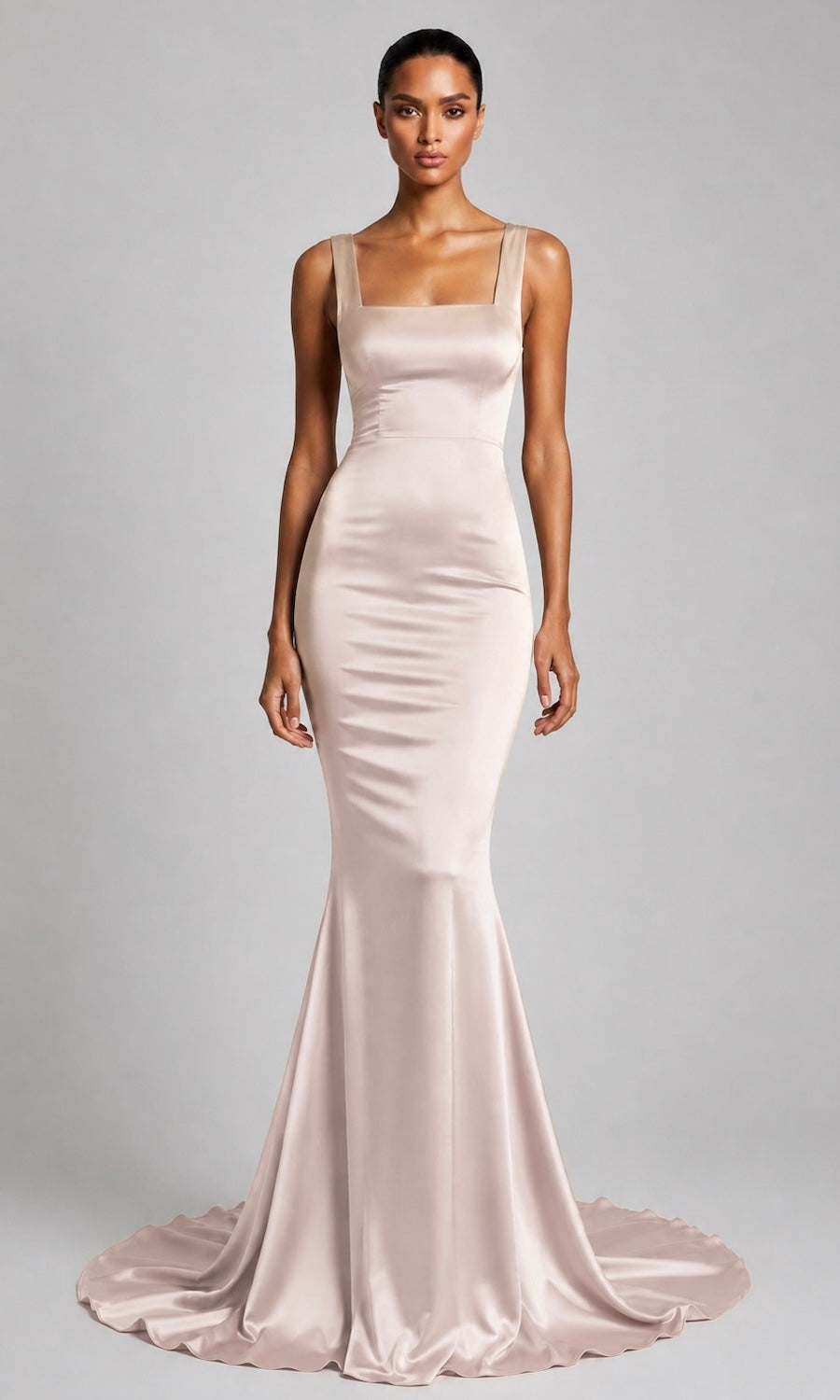 sachin and babi light blue dress Silky Champagne Backless Fitted Mermaid Evening Dress main image 1