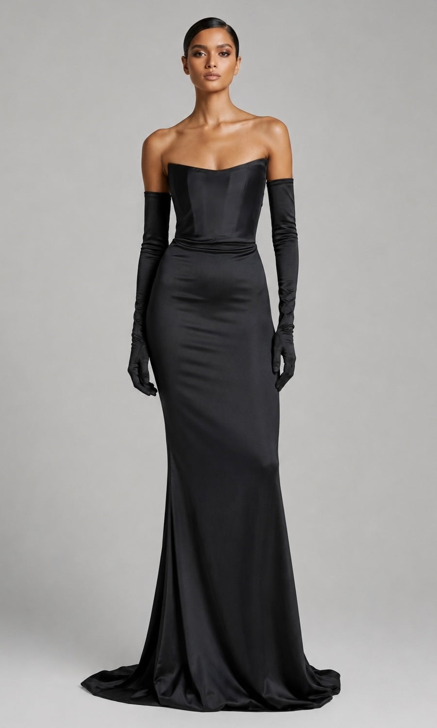 Madison Strapless Corset Gown- Black 12
