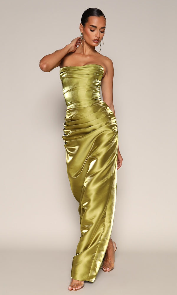 Talia Strapless Corset Gown- Green Moda Glam Boutique Talia Strapless Corset Gown- Green Moda Glam Boutique