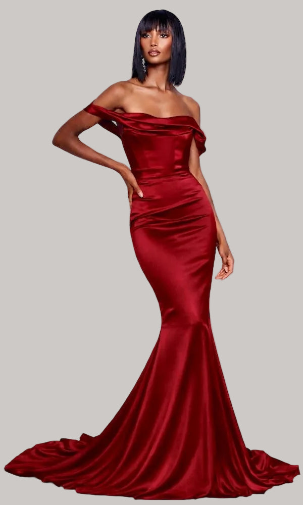 fitted lace wedding dress Delilah Corset Gown- Deep Red 6