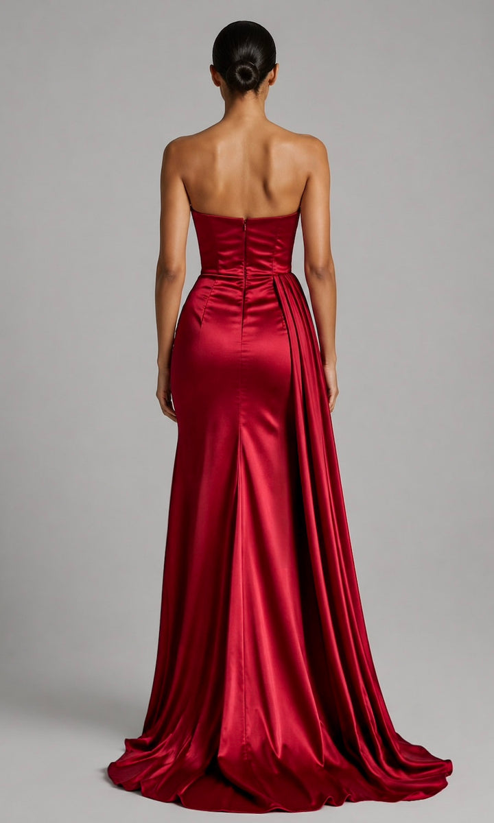Morgan Strapless Gown w/ Sash- Ruby Red (Archive Edit)