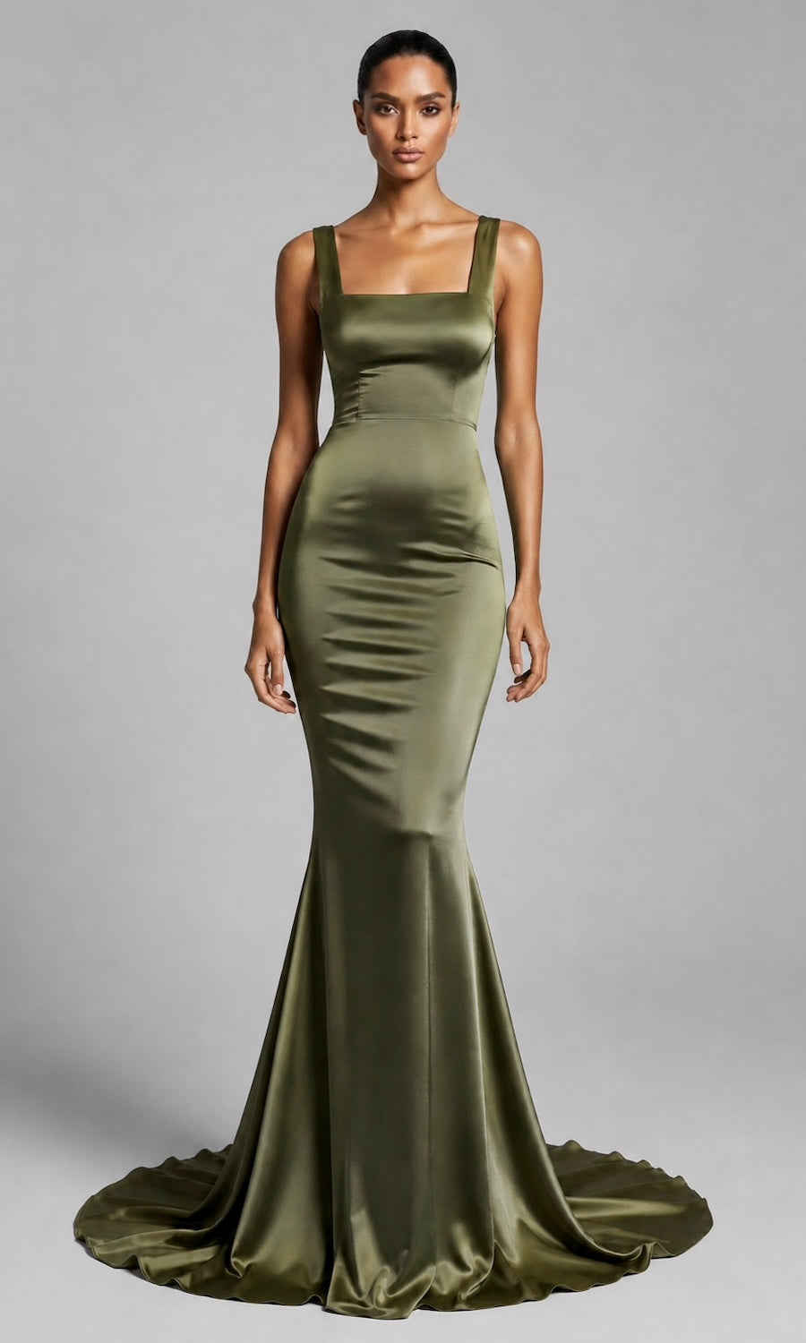 strapless open back dress Giselle Mermaid Evening Gown- Olive – Moda Glam Boutique