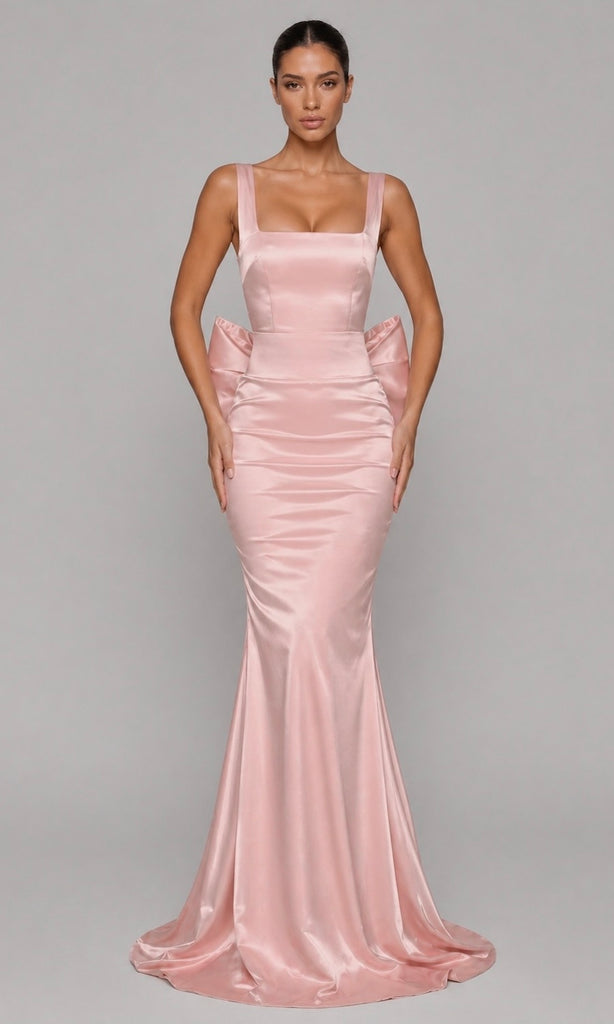 Angelina Oversized Bow Gown- Petal Pink