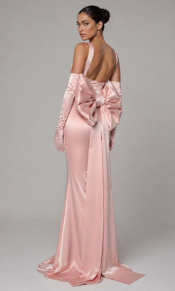 Angelina Oversized Bow Gown- Petal Pink