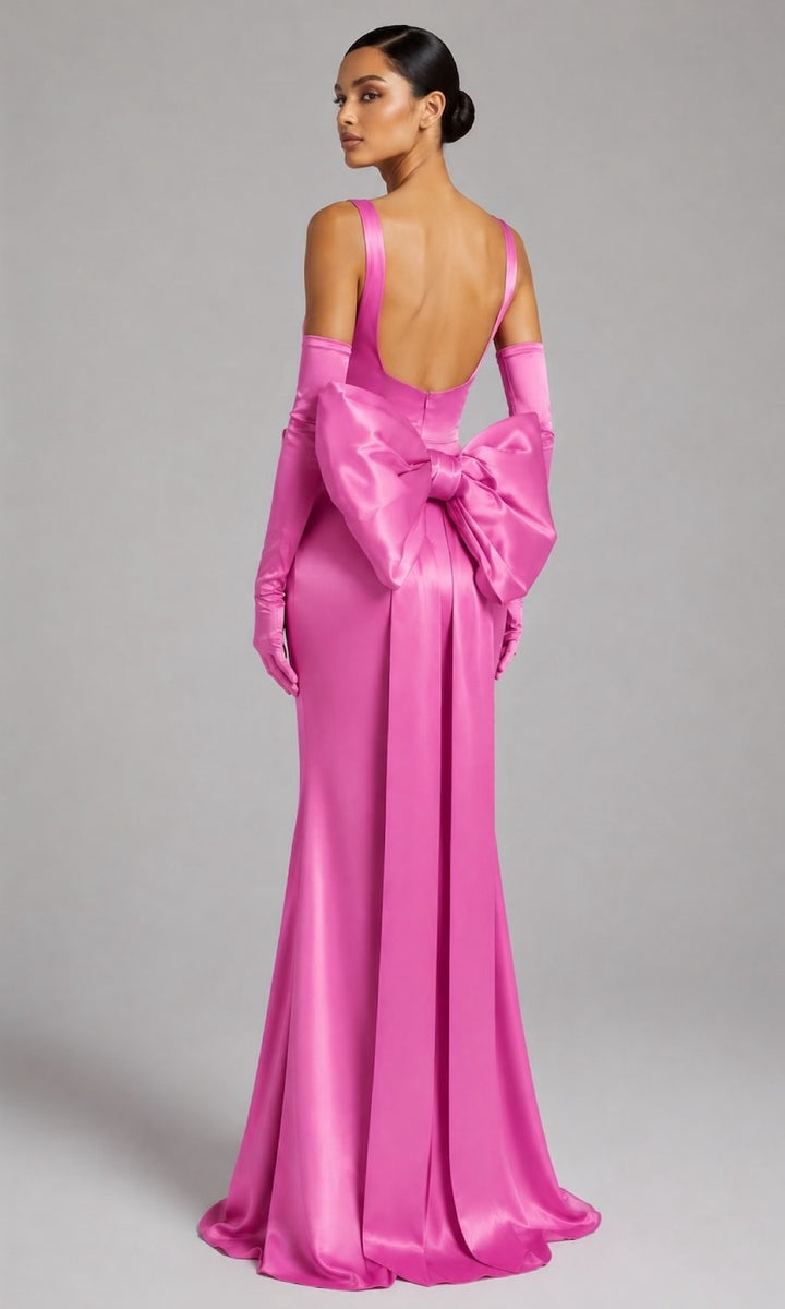 Angelina Oversized Bow Gown- Candy Pink