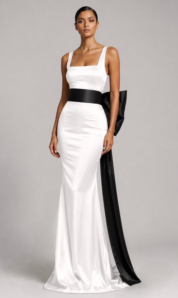 Angelina Two-Tone Oversized Bow Gown