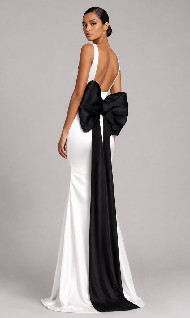 Angelina Two-Tone Oversized Bow Gown
