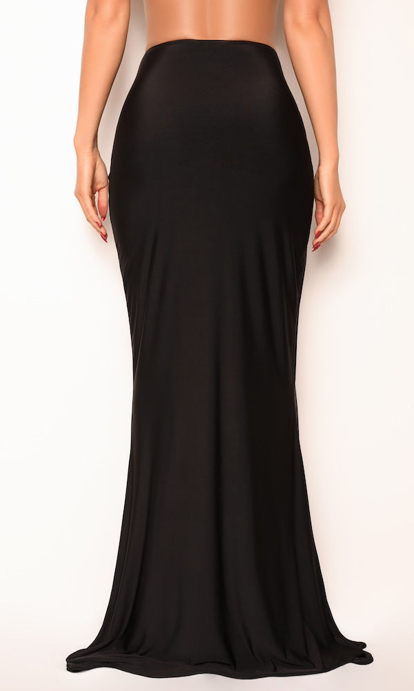 High Slit Twist Skirt- Black