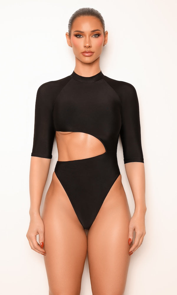 Side Cut Out Bodysuit- Burgundy