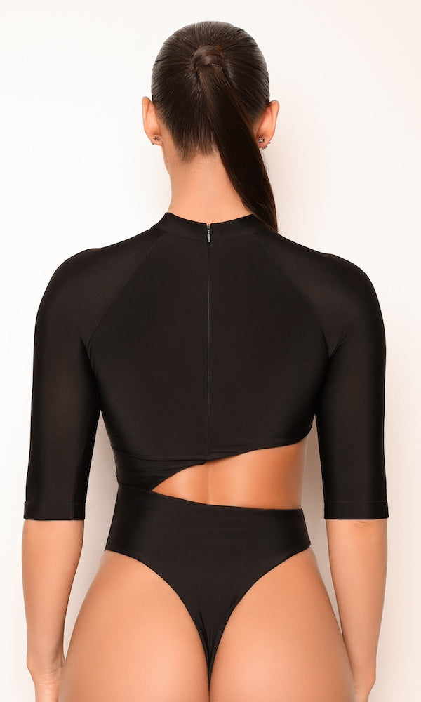 Side Cut Out Bodysuit- Burgundy
