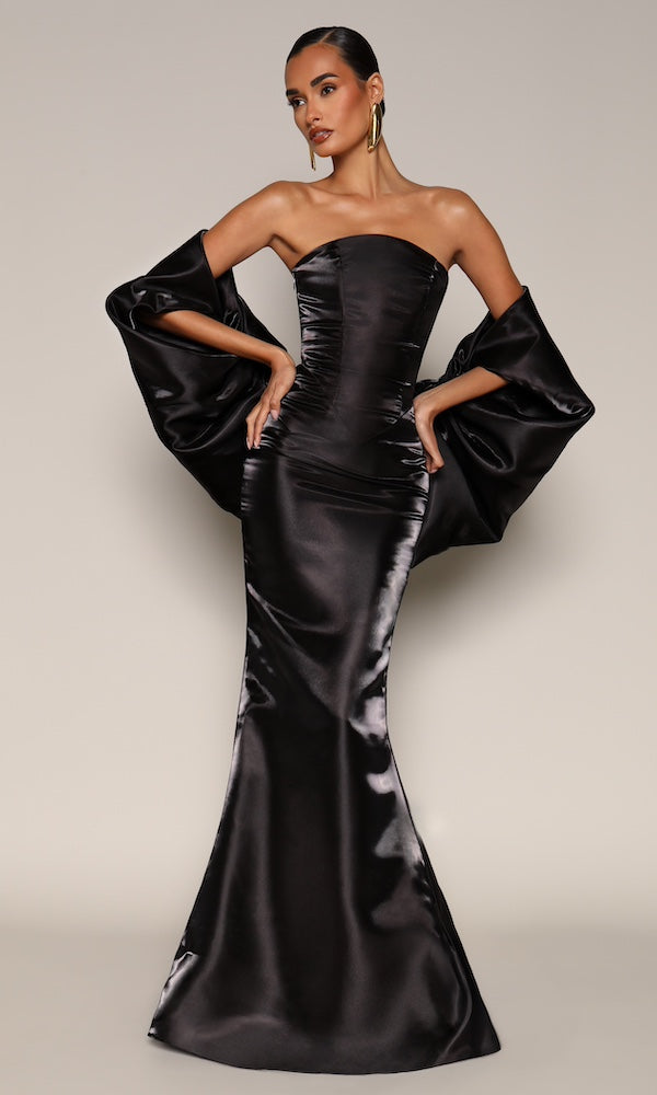 Valentina Strapless Corset Gown- Black Moda Glam Boutique Valentina Strapless Corset Gown- Black Moda Glam Boutique