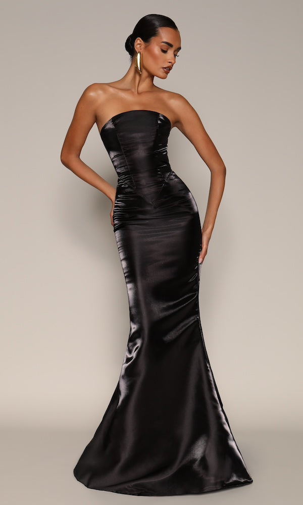 Valentina Strapless Corset Gown- Black – Moda Glam Boutique