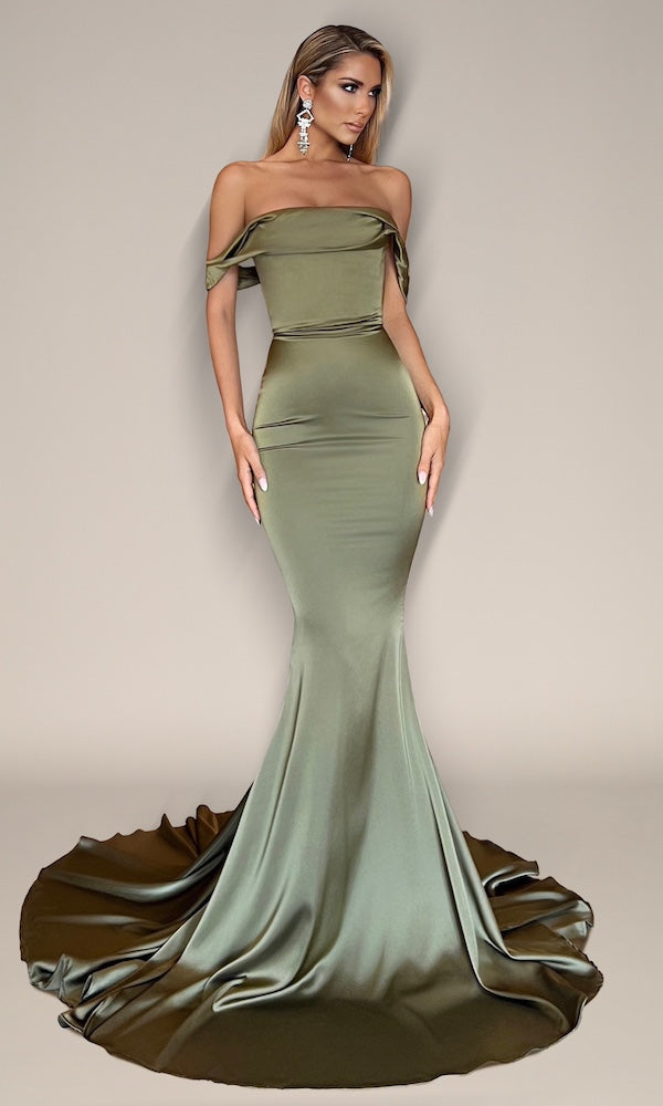 Delilah Corset Gown- Olive