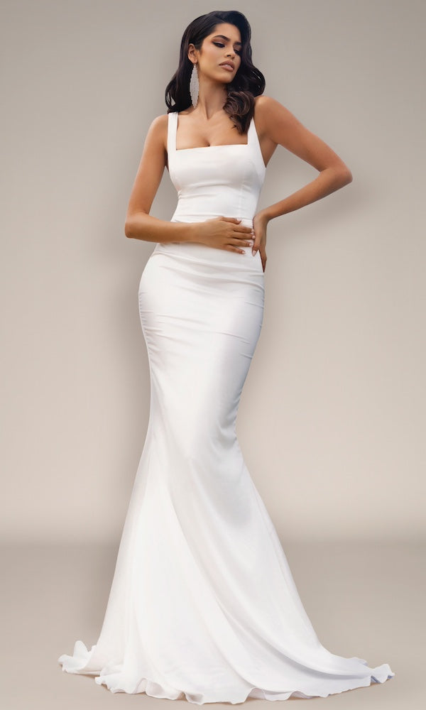 Giselle Mermaid Evening Gown- White