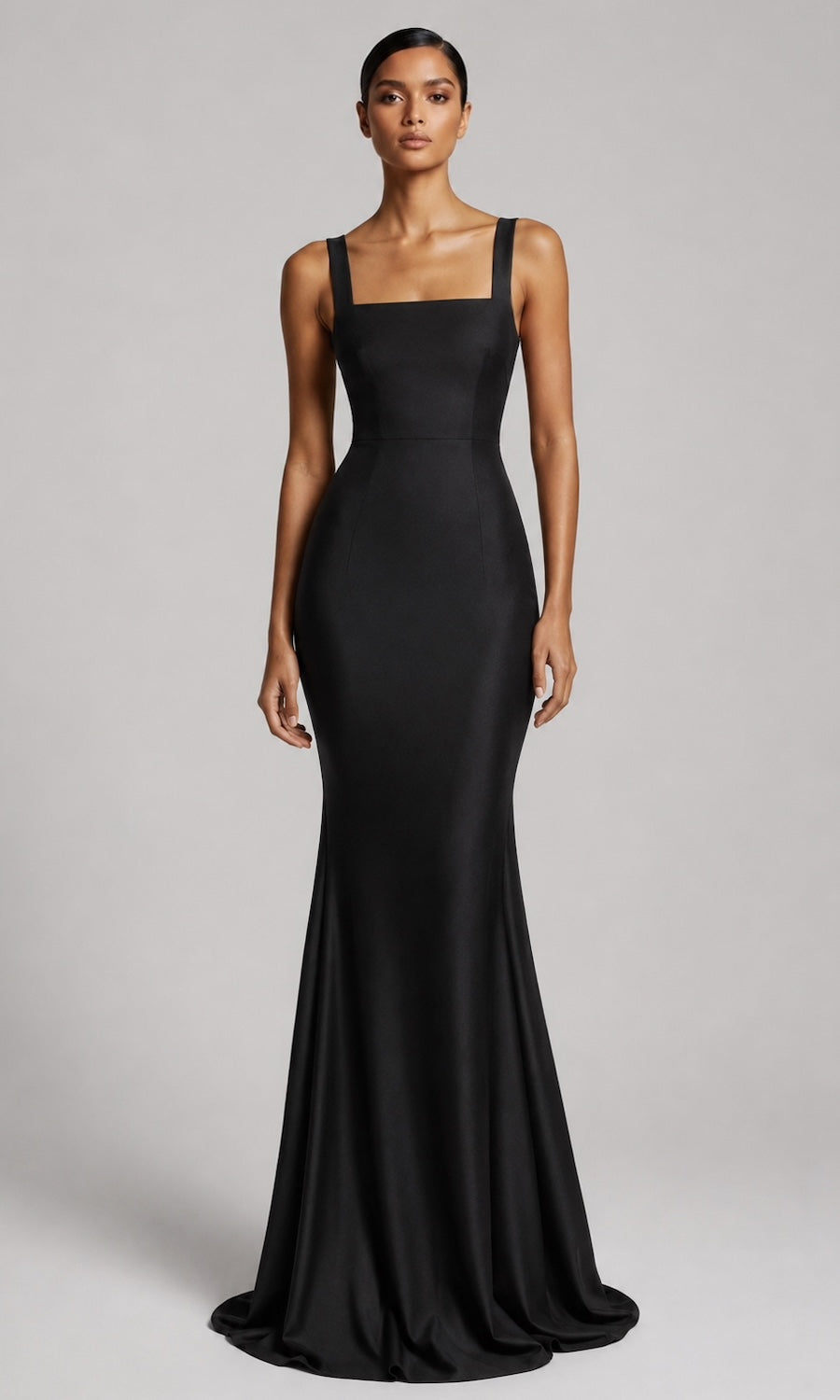 Jersey Square Neck Gown- Black L