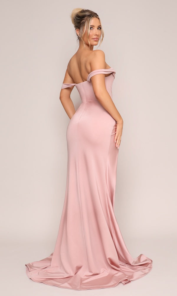 Jersey Off-the-Shoulder Gown- Blush S Jersey Off-the-Shoulder Gown- Blush S