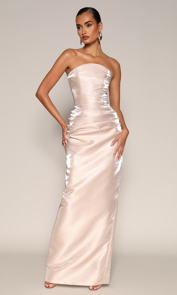 Lucia Strapless Corset Gown- Champagne