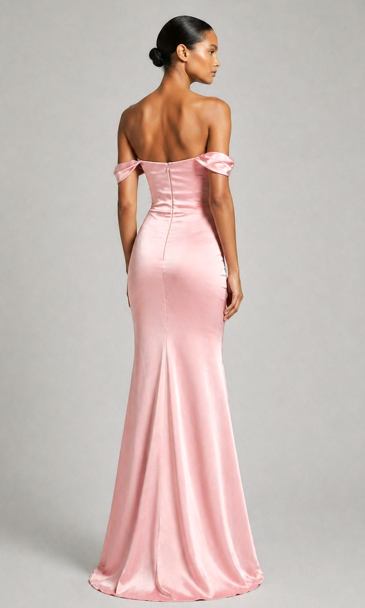 Natalia Off-the-Shoulder Gown- Blush