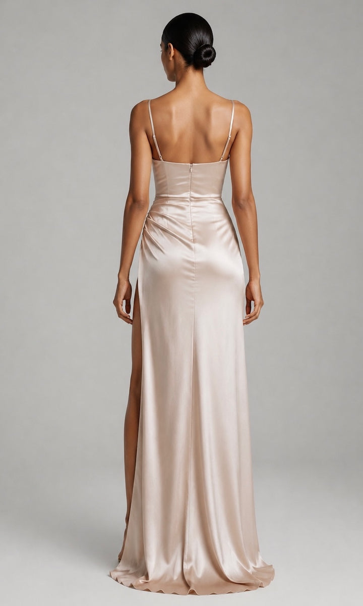Penelope High Slit Dress- Champagne