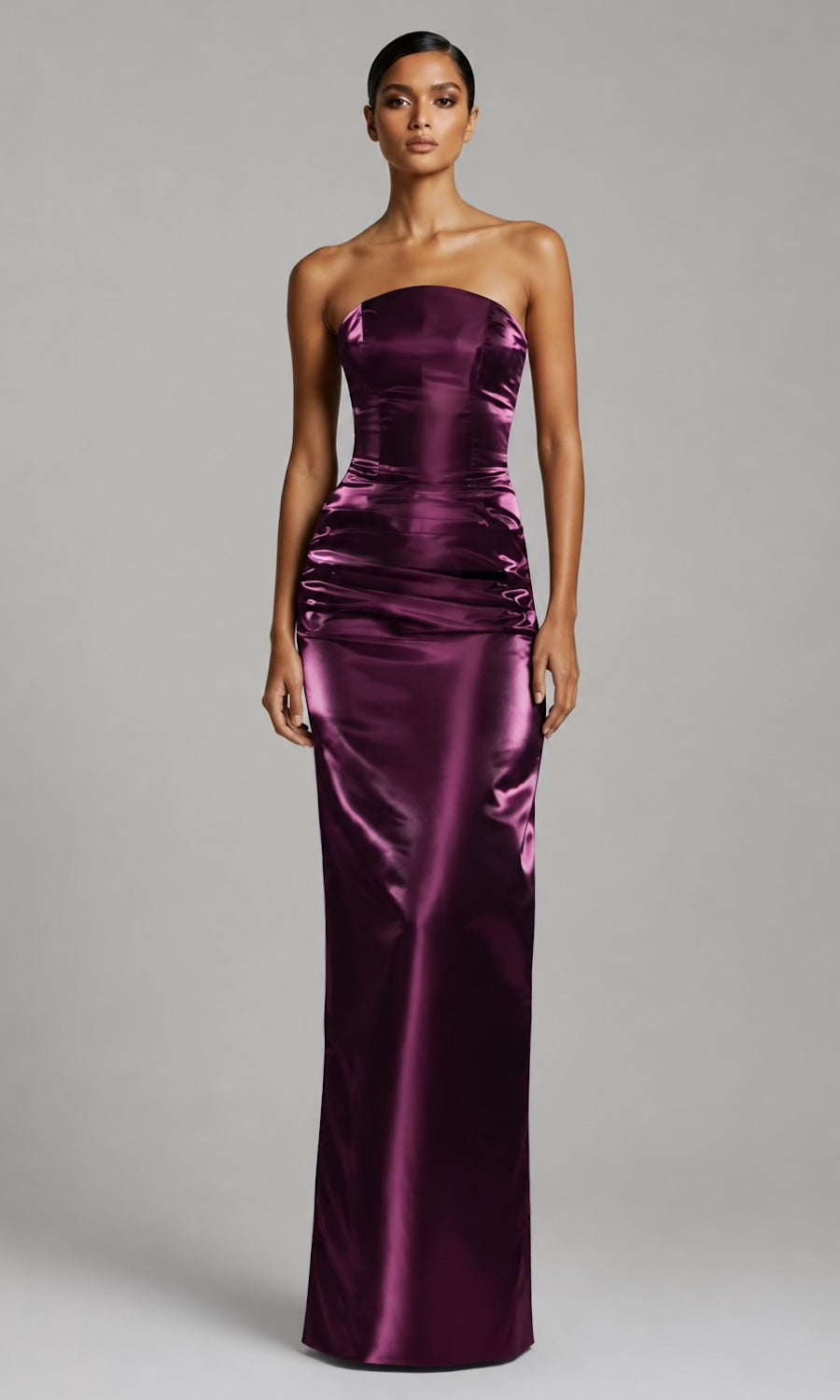 Lucia Strapless Corset Gown- Plum