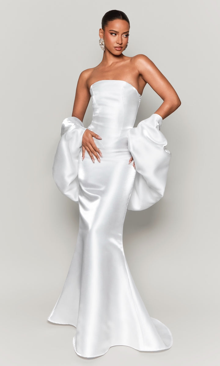 Valentina Strapless Corset Gown- White