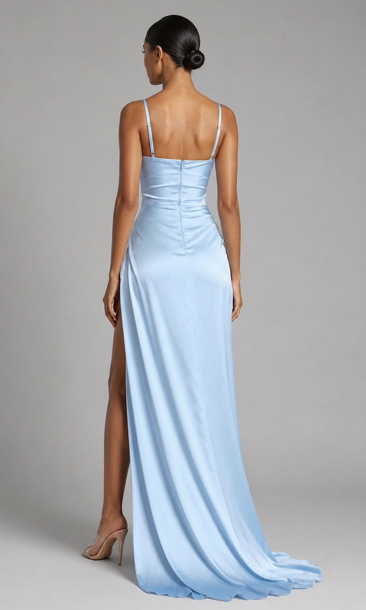 Penelope High Slit Dress- Powder Blue