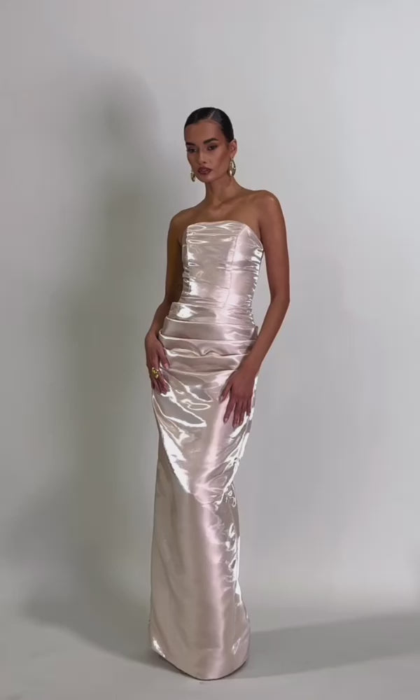 Lucia Strapless Corset Gown- Champagne