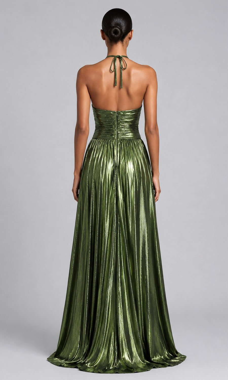 Siren Metallic Cutout Gown- Lime