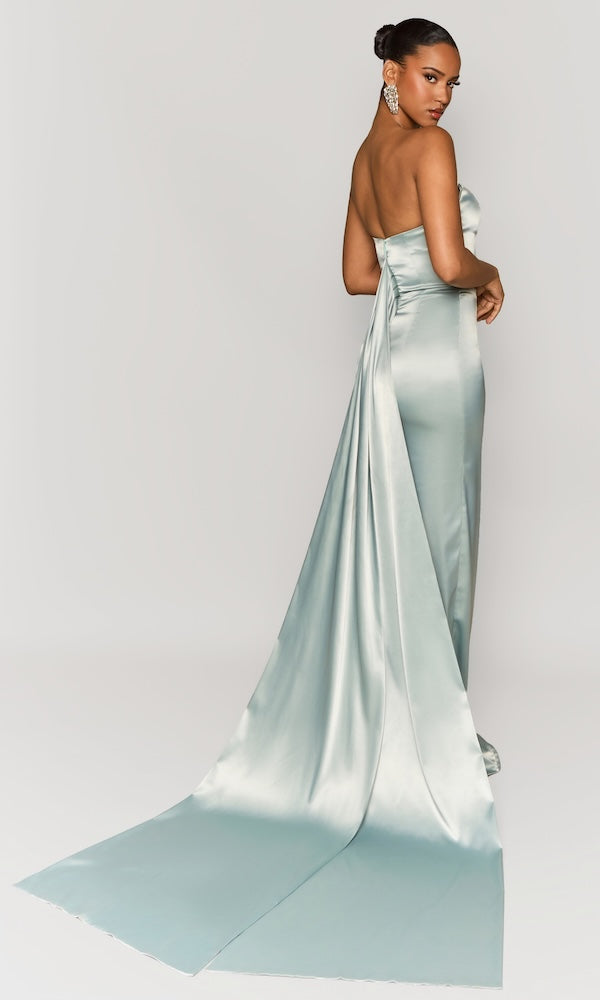 Starlet Strapless Gown with Sash- Ice Blue