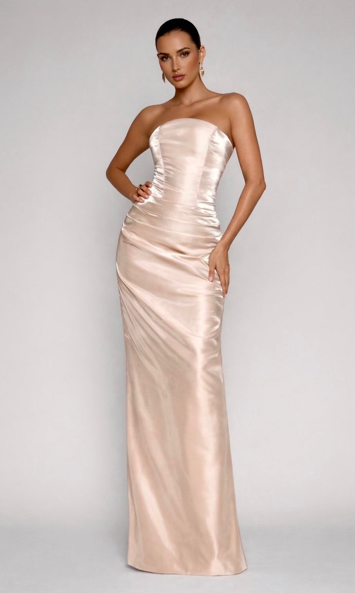 Lucia Strapless Corset Gown- Champagne
