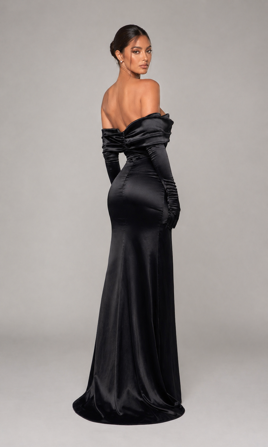 Symphony Off-the Shoulder Evening Gown- Black