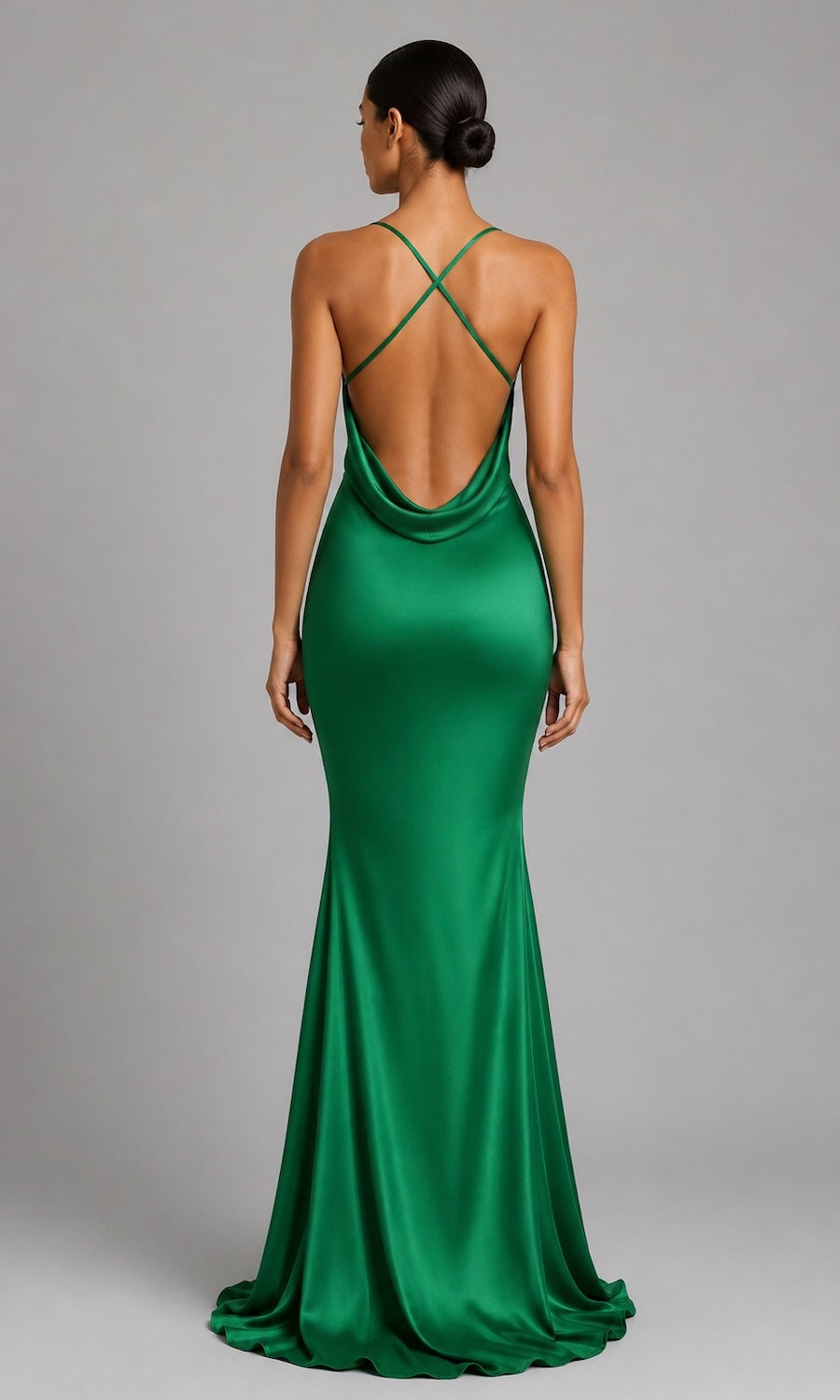 Willow Draped Back Gown- Tropical Green