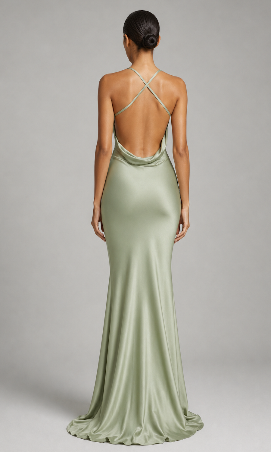 Willow Draped Back Gown- Sage