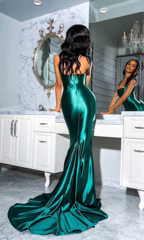 Adriana Mermaid Gown with Train- Emerald 4 Adriana Mermaid Gown with Train- Emerald 4