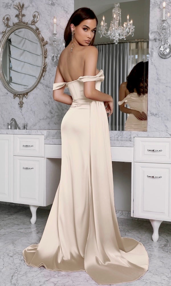 Amélie Off-The-Shoulder Gown- Champagne 2 Amélie Off-The-Shoulder Gown- Champagne 2