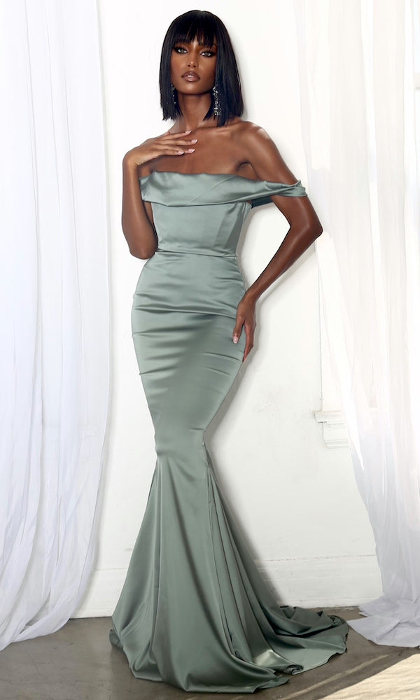 Delilah Corset Gown- Dusty Sage