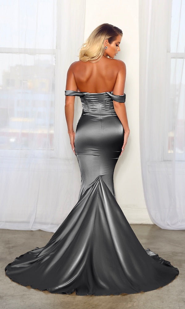 Delilah Corset Gown- Steel Gray