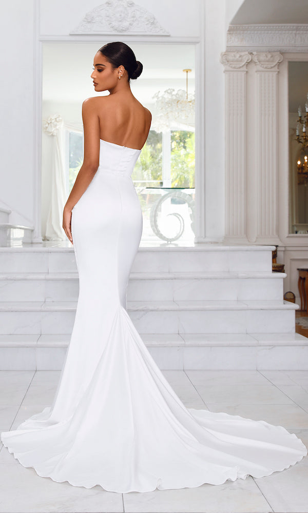 Florence Strapless Corset Mermaid Gown- White 12 Florence Strapless Corset Mermaid Gown- White 12