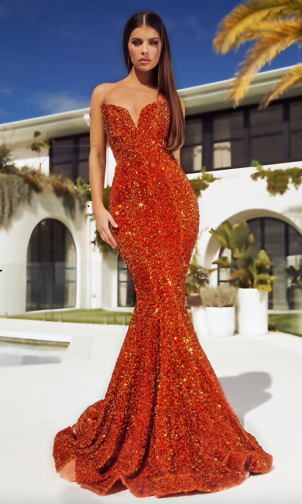 burnt orange sequin dress PS21208 20 Size:7-8 years CUTE SWEET 16 DRESS Crafted from stretch velvet Zara | Dresses |