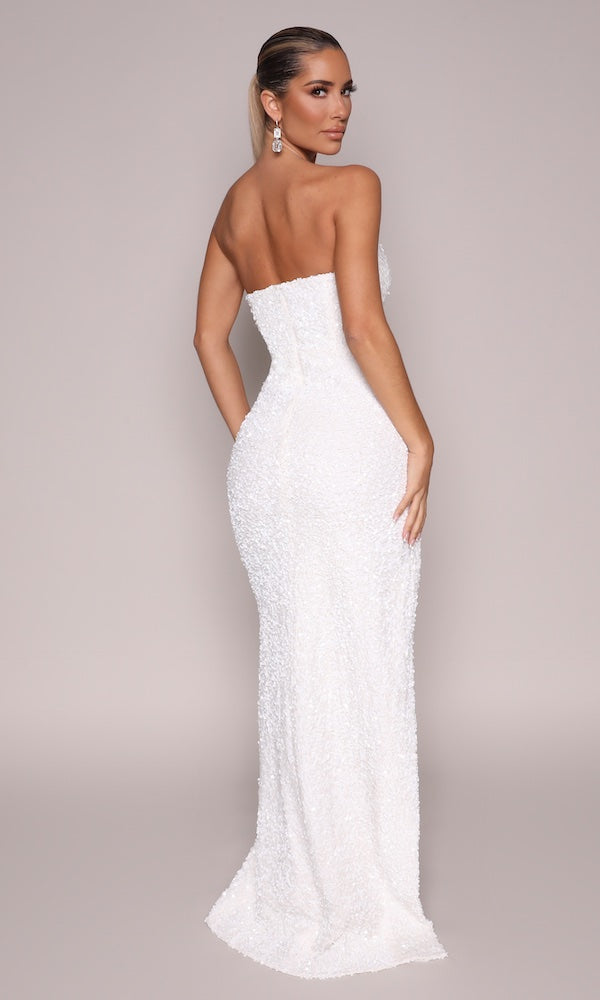 Dita' Strapless Sequin Gown- White – Moda Glam Boutique